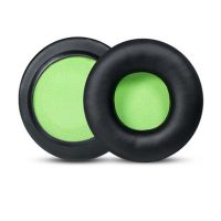 Náhradní kožené náušníky pro sluchátka Skullcandy HESH 1 a 2 - Černé se zeleným vnitřkem