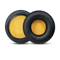 Náhradní kožené náušníky pro sluchátka Skullcandy HESH 1 a 2 - Černé se žlutým vnitřkem