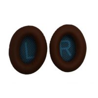 Náhradní kožené náušníky pro sluchátka Bose QuietComfort 2, 15, 25 a 35 - Hnědé s modrým vnitřkem