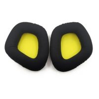 Náhradní náušníky pro sluchátka Corsair Void RGB Elite - Černé s žlutým vnitřkem, látkové