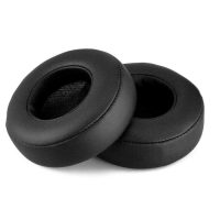 Náhradní univerzální náušníky se švy pro sluchátka - Černé, kožené, 65 mm