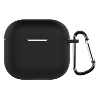 Silikonové pouzdro pro Airpods 4 s karabinou - Černá