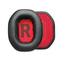Náhradní náušníky pro sluchátka Logitech G-Pro X2 - Černé s červeným vnitřkem, kožené