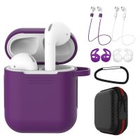 Silikonové pouzdro pro Airpods, sada 5 kusů - Fialová a bílá