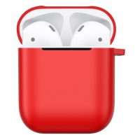 Matný plastový obal s karabinou pro Airpods - Červená