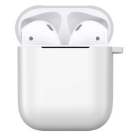 Matný plastový obal s karabinou pro Airpods - Bílá
