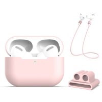 Silikonový obal pro Airpods Pro, sada 3 kusů - Růžová