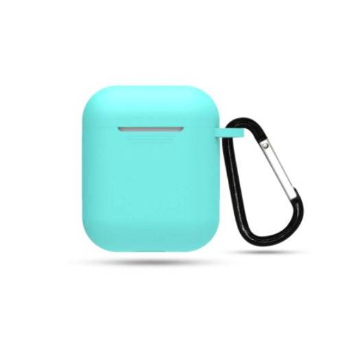 Foto - Silikonové pouzdro pro Airpods 1 a 2 s karabinou - Mátová