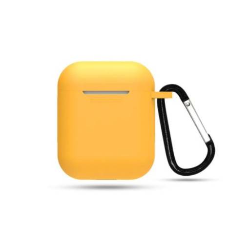 Foto - Silikonové pouzdro pro Airpods 1 a 2 s karabinou - Žlutá