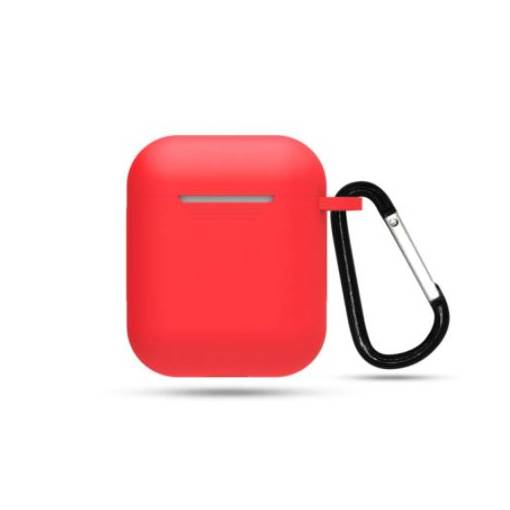 Foto - Silikonové pouzdro pro Airpods 1 a 2 s karabinou - Červená