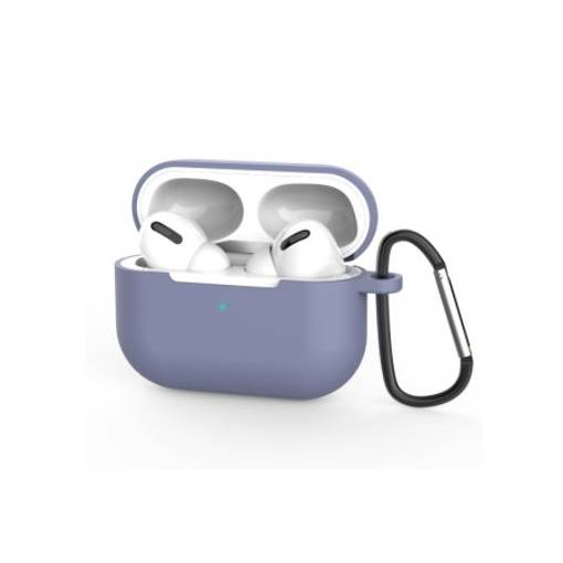 Foto - Silikonové pouzdro pro Airpods Pro s karabinou - Šedo modrá