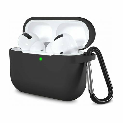 Foto - Silikonové pouzdro pro Airpods 3 s karabinou - Černá