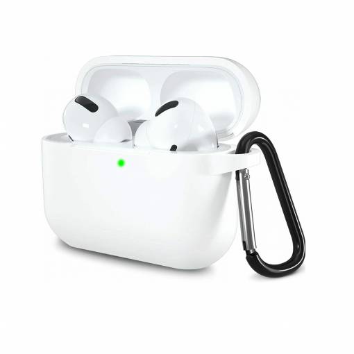 Foto - Silikonové pouzdro pro Airpods 3 s karabinou - Bílá