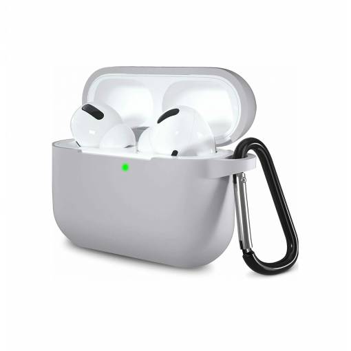 Foto - Silikonové pouzdro pro Airpods 3 s karabinou - Šedá