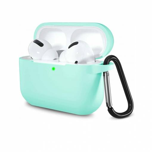 Foto - Silikonové pouzdro pro Airpods 3 s karabinou - Mátová