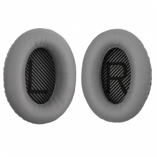 Foto - Náhradní kožené náušníky pro sluchátka Bose QuietComfort 2, 15, 25 a 35 - Šedé s černým vnitřkem