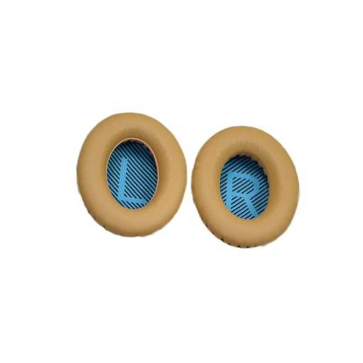 Foto - Náhradní kožené náušníky pro sluchátka Bose QuietComfort 2, 15, 25 a 35 - Khaki s modrým vnitřkem