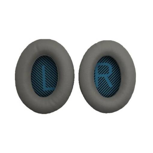 Foto - Náhradní kožené náušníky pro sluchátka Bose QuietComfort 2, 15, 25 a 35 - Tmavě šedé s modrým vnitřkem
