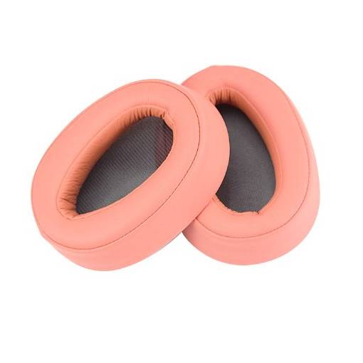 Foto - Náhradní náušníky pro sluchátka Sony MDR-100ABN, WH-H900N - Lososově oranžové, kožené