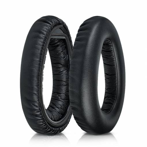 Foto - Náhradní náušníky pro sluchátka Sennheiser PXC550, PXC480 a MB660 - Lesklé černé, kožené