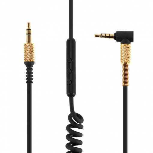 Foto - Audio kabel Aux 3,5 mm pro sluchátka Marshall Major - Černý, kroucený s mikrofonem
