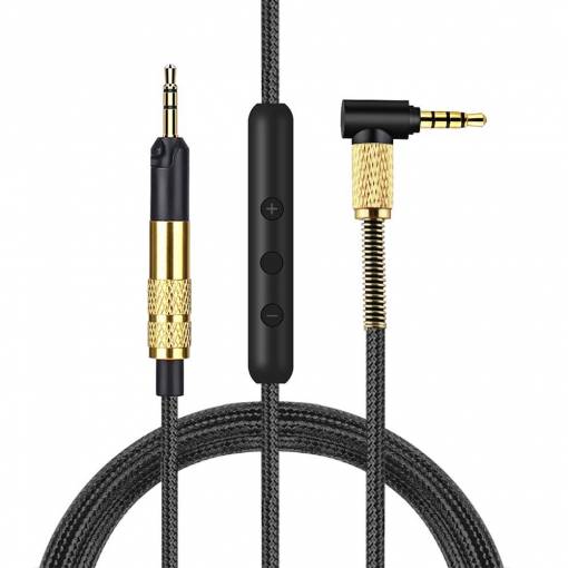 Foto - Náhradní Audio kabel s ovládacím panelem pro sluchátka Sennheiser - Černo zlatý