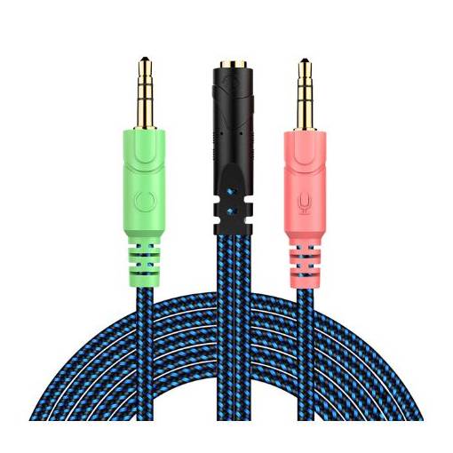 Foto - Přípojka na Audio kabel pro sluchátka Sennheiser, Kingston HyperX, Bose, Logitech, JBL - Modrá, 20 cm