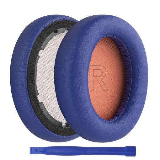 Foto - Náhradní náušníky pro sluchátka Anker Soundcore Life Q10 - Modré s oranžovým vnitřkem, kožené