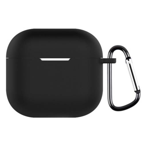 Foto - Silikonové pouzdro pro Airpods 4 s karabinou - Černá