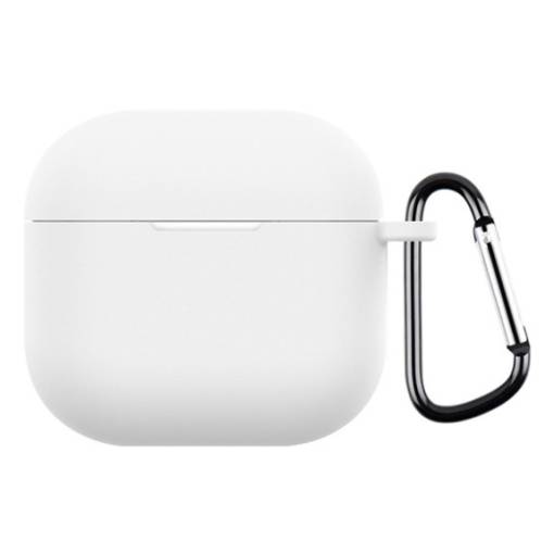 Foto - Silikonové pouzdro pro Airpods 4 s karabinou - Bílá