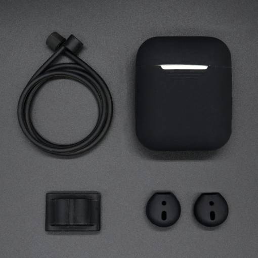 Foto - Silikonové pouzdro pro Airpods, 4 kusy - Černá