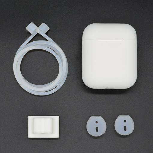 Foto - Silikonové pouzdro pro Airpods, 4 kusy - Matná bílá