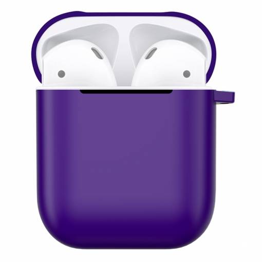 Foto - Matný plastový obal s karabinou pro Airpods - Fialová