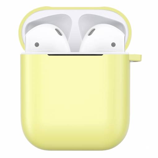 Foto - Matný plastový obal s karabinou pro Airpods - Žlutá