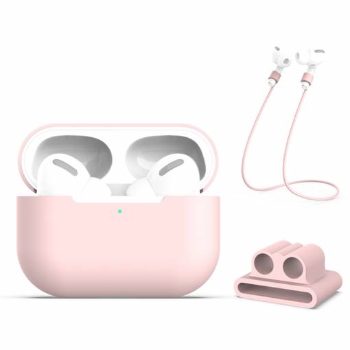 Foto - Silikonový obal pro Airpods Pro, sada 3 kusů - Růžová