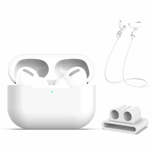 Foto - Silikonový obal pro Airpods Pro, sada 3 kusů - Bílá
